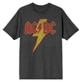 thumbnail image 3 of ACDC Vintage Lightning Bolt Logo Men's Charcoal Heather Crew Neck Short Sleeve T-shirt-Small, 3 of 5