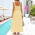 thumbnail image 3 of Women's Gingham Plaid Square Neck Maxi Dress, Sleeveless Wide Strap Smocked Waist Summer Beach Vacation Sundress, Casual Flowy Long Dress for Women S-2XL, 3 of 5