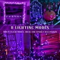 thumbnail image 6 of TETOU Halloween Lights, 33ft 100 LED Battery Halloween Lights, 8 Modes String Lights with Timer, Indoor Outdoor Waterproof mini Lights String for Halloween Bedroom Patio Decor - Purple, 6 of 7