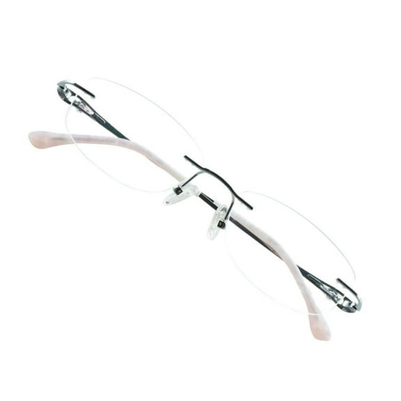 VisionGlobal Pure Titanium Frame for men/women Blue Light Blocking,Hand-set Diamond Fashion Glasses (Pink Clear,  2.00 Magnification)