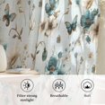 thumbnail image 6 of Teal Beige Floral Sheer Curtains 84 Inch Length, Light Filtering Voile Curtain Panel, Spring Elegant Garden Flowers Blue Rod Pocket Drapes Window Treatments for Living Room Bedroom 52"x84", 6 of 9