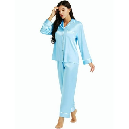 

LONXU Women s Sleepwear Silk Satin Luxury Nightwear Sets XS-XXXL