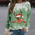 thumbnail image 2 of Dezsed Womens Christmas Shirts Clearance Shirts for Women Casual Christmas Printed Round Neck Long Sleeve Pullover Blouse Sweatshirt Tops Green XL, 2 of 6