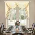 thumbnail image 5 of VOGOL Vintage Waterfall Valance for Kitchen Window, 59 inches Wide Light Filtering Privacy Sheer Curtains with 2 Swags, Rod Pocket Drapes for Dining Room, 1 Panel, Brown, 5 of 7