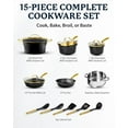thumbnail image 3 of Granitestone 15 Pc Hammered Pots and Pans Set Non stick Cookware Set Pot and Pan Set Nonstick with Utensils, Induction Ready & Dishwasher Safe, Charleston Collection, Black, 3 of 7