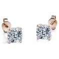 thumbnail image 6 of JeenMata 4 Carat Cushion Cut Moissanite 4 Prong Solitaire Stud Earrings In 18K Rose Gold Plating Over Silver, 6 of 6