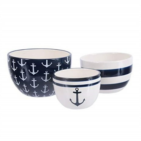 Dennis East 20454 - Nautical Pattern Nested Bowls Size: 4"5"6" Kitchen Dining Bowls