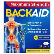 Backaid Maximum Strength Back & Sciatica Pain Reliever, 6-Hour Formula, 28 Count