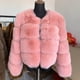 thumbnail image 4 of Abrigo de piel sintética de lujo para mujer, chaqueta de piel sintética supercaliente, de manga larga corta, mullida, de alta calidad, de invierno, 4 of 5
