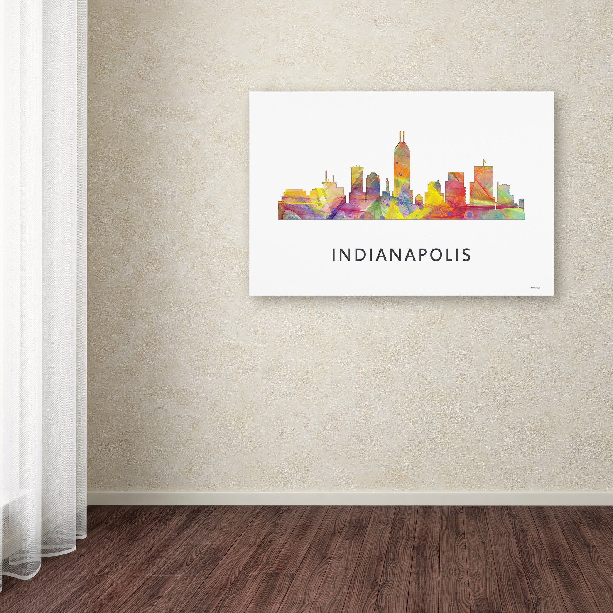Indianapolis Indiana Skyline WB-1' Canvas Art by Marlene Watson