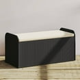 thumbnail image 1 of vidaXL Banc de Rangement avec Coussin Noir 115x51x52 cm Rotin Poly, 1 of 5
