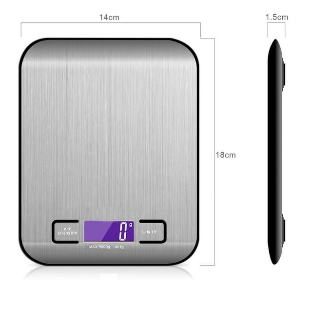 Báscula electrónica de acero inoxidable de carga, báscula electrónica de cocina, báscula de alimentos para el hogar de 5 kg, báscula para hornear, báscula de cocina
