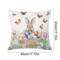 thumbnail image 4 of Easter Bunny Carrots Throw Pillow Covers 18X18 Inches Spring Colorful Floral Green Leaves Pillowcase Soft Cotton Linen Square Spring Cushion Covers for Home Sofa Bedroom, 4 of 6