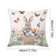 thumbnail image 3 of Funda de cojín de lino con estampado de conejito y huevo de Pascua | Funda de cojín decorativa de 45 x 45 cm para sofá, sillón y cama | Decoración para el hogar con temática de primavera y Pascua, 3 of 6