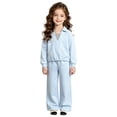 thumbnail image 5 of HAYIMI Girls Two Piece Long Sleeve Lapel Collar Sweatshirt And Pants Kids Playful Casual Outfit Sets Cozy Button Closure Everyday Wear Breathable Clothes Sets, 5 of 6