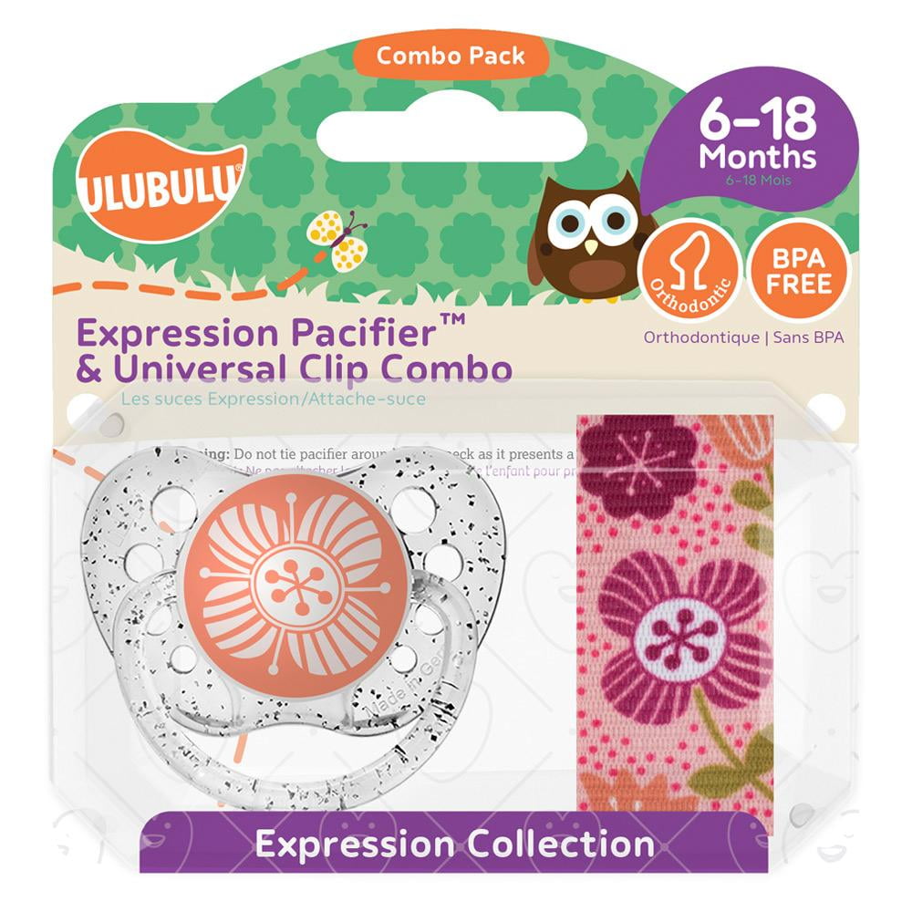 Pacifiers - Ulubulu - Blossom Orange (0-6M) & Floral Mauve Clip