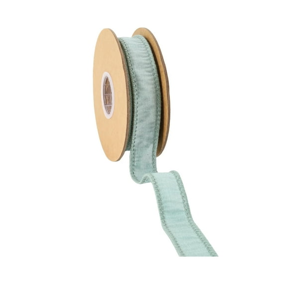 LaRibbons 1" Wired Dupioni Ribbon | 10 Yards | Seafoam
