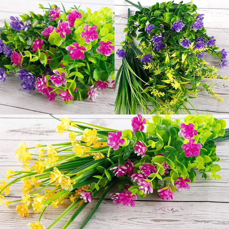 Yirtree 6pcs Artificial Flowers Outdoors, UV Resistant Plastic Flower  Plants for Outdoor, Faux Flowers in Bulk Silk Fake Flowers for Outside  Cemetery