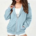 thumbnail image 2 of ITSAME Girls Full Zip Hooded Jacket Comfy Cotton Ribbed Quilted Fall Winter Casual Outerwear with Pockets Size 7, 2 of 8
