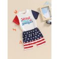 thumbnail image 4 of vera natura Baby Girls 4th of July Outfit Letter Print Short Sleeve T-Shirt and Elastic Star Stripe Shorts Set, 4 of 9