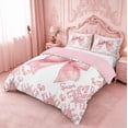 thumbnail image 3 of meiyoeat Pink Coquette Bow Bedding For Kids,Retro Damask Baroque Floral Duvet Cover Full For Girls, Pink White,Pink Reversible,3pcs(No Comforter), 3 of 6