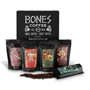 Bones Coffee World Tour Sample Pack, Whole Bean Coffee Sampler Gift Box Set, Pack of 5 Assorted Single-Origin Whole Coffee Beans (Whole Bean)