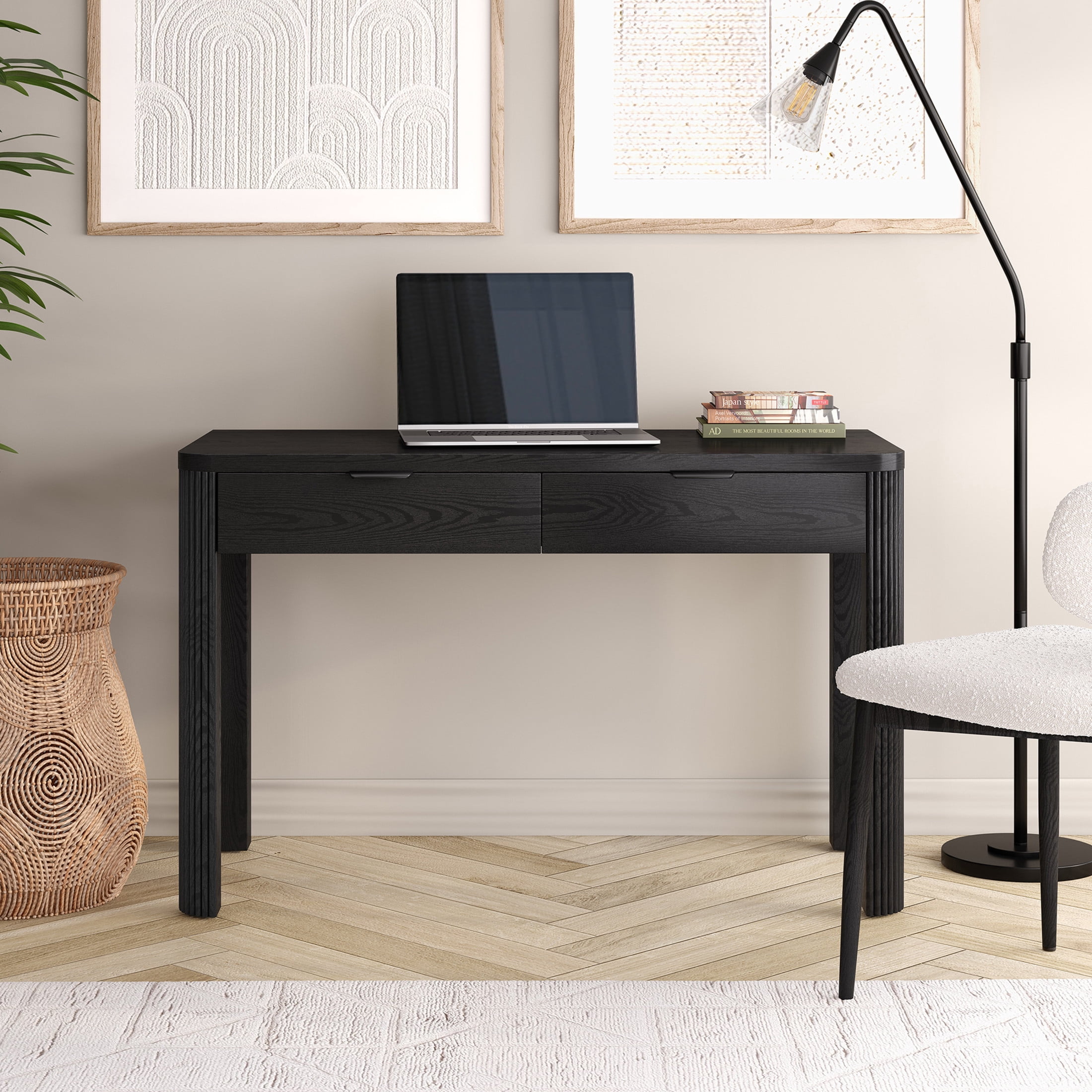 Evelyn&Zoe Modern/Contemporary 48" Wide Black Grain Home Office