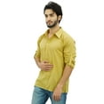 thumbnail image 5 of Atasi Men's Beige Kurta Roll-Over Shirt Collar Neck Ethnic Indian Clothing-XL, 5 of 7