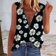 thumbnail image 4 of Mujeres verano tops casual suelto con cuello en v sin mangas estampado cremallera tanque chaleco Fridja  qr5551, 4 of 7