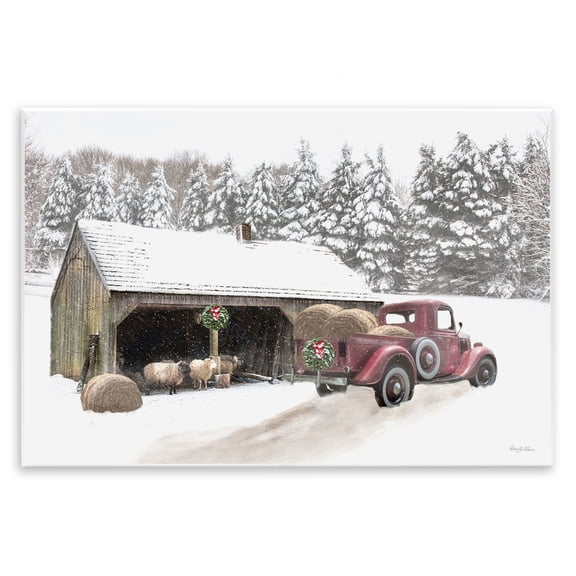 Stupell Industries Snowy Winter Farm Sheep Transportation Painting Unframed Art Print Wall Art, 15 x 10