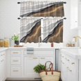 thumbnail image 3 of Abstract Ocean Beach Kitchen Curtains Valances and Tiers Set of 3 Brown White Gradient Coastal Seaside Tier Curtains and Valance with Rod Pocket for Small Windows, 27.5"x24", 3 of 9