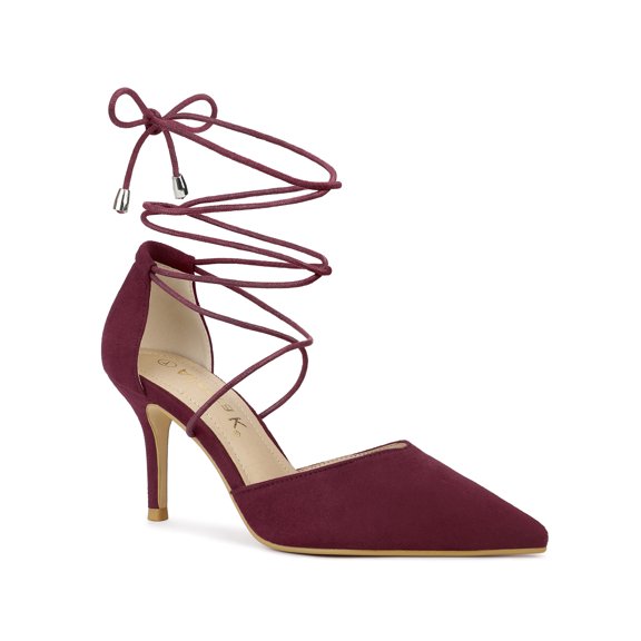 Unique Bargains Women's Lace Up Pointed Toe Stiletto Heels Pumps