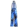 thumbnail image 4 of Monos de mujer con escote en V profundo y estampado con cordones y espalda descubierta, mono suelto con pierna recta para primavera y verano, azul S, 4 of 6