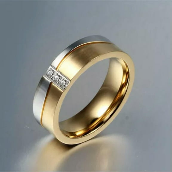 EOEMY Titanium Steel Gold Plated Couple Rings Men/Women'S Wedding Promise Band Sz 5-12