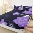 thumbnail image 3 of Manfei Retro Rustic Flowers Queen Sheet Sets,Vinatge Aesthetic Art Flat Sheet,Purple Black Queen Fitted Sheet For Men Women,Microfiber Bedroom Decor,4-Piece, 3 of 7