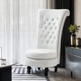thumbnail image 5 of AVAWING High Back Royal Chair w/ Nailhead Trim, Velvet Armless Throne Chair w/ Storage, White, 5 of 7