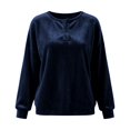 thumbnail image 6 of Velvet Tops for Women 2026 Long Sleeve Shirts Casual Loose Fit Velour Pullover Tee Shirts Soft Comfy Warm Lightweight Basic Tops by Yigetop Navy L, 6 of 6