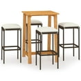 thumbnail image 2 of vidaXL 5 Piece Garden Bar Set with Cushions Brown, 2 of 5