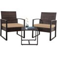 thumbnail image 4 of Ainfox 3 Piece Balcony Bistro Set, Outdoor Furniture with Wicker Rattan Chairs and Coffee Table, Brown, 4 of 10