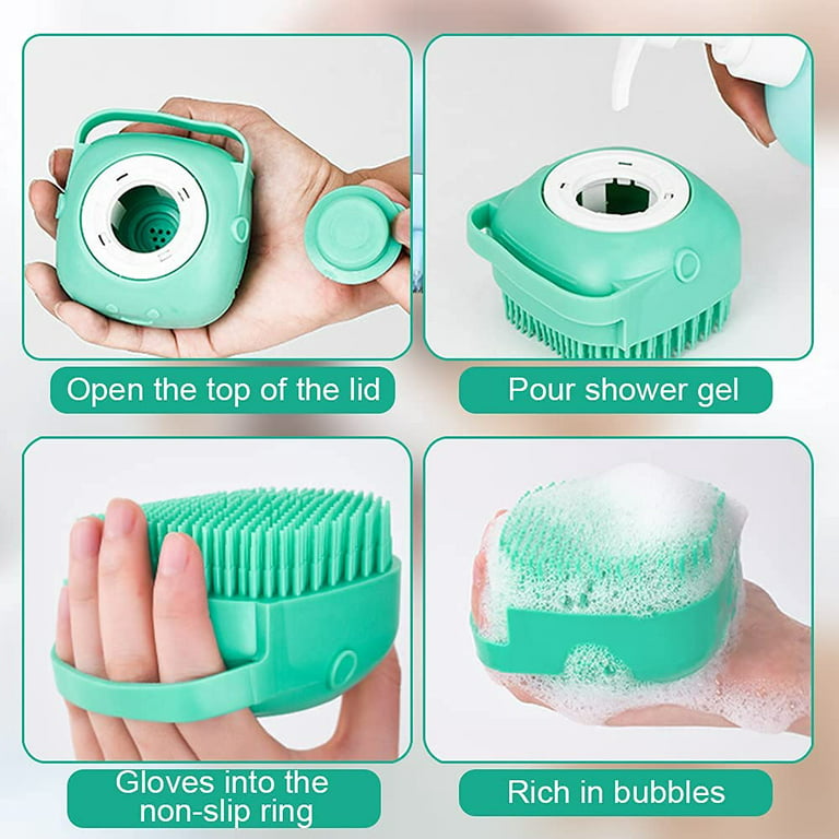 Body Wash Scrubber Brush Silicone Massage Bath Shower Brush with Soap  Dispenser Soft Pet Dog Shampoo Grooming Shampoo Brushes