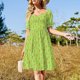 thumbnail image 4 of ¡Hello Sunshine! Vestido de pájaro naranja (Fondo Verde) para mujer ropa estética para ceremonia novedad de, 4 of 7