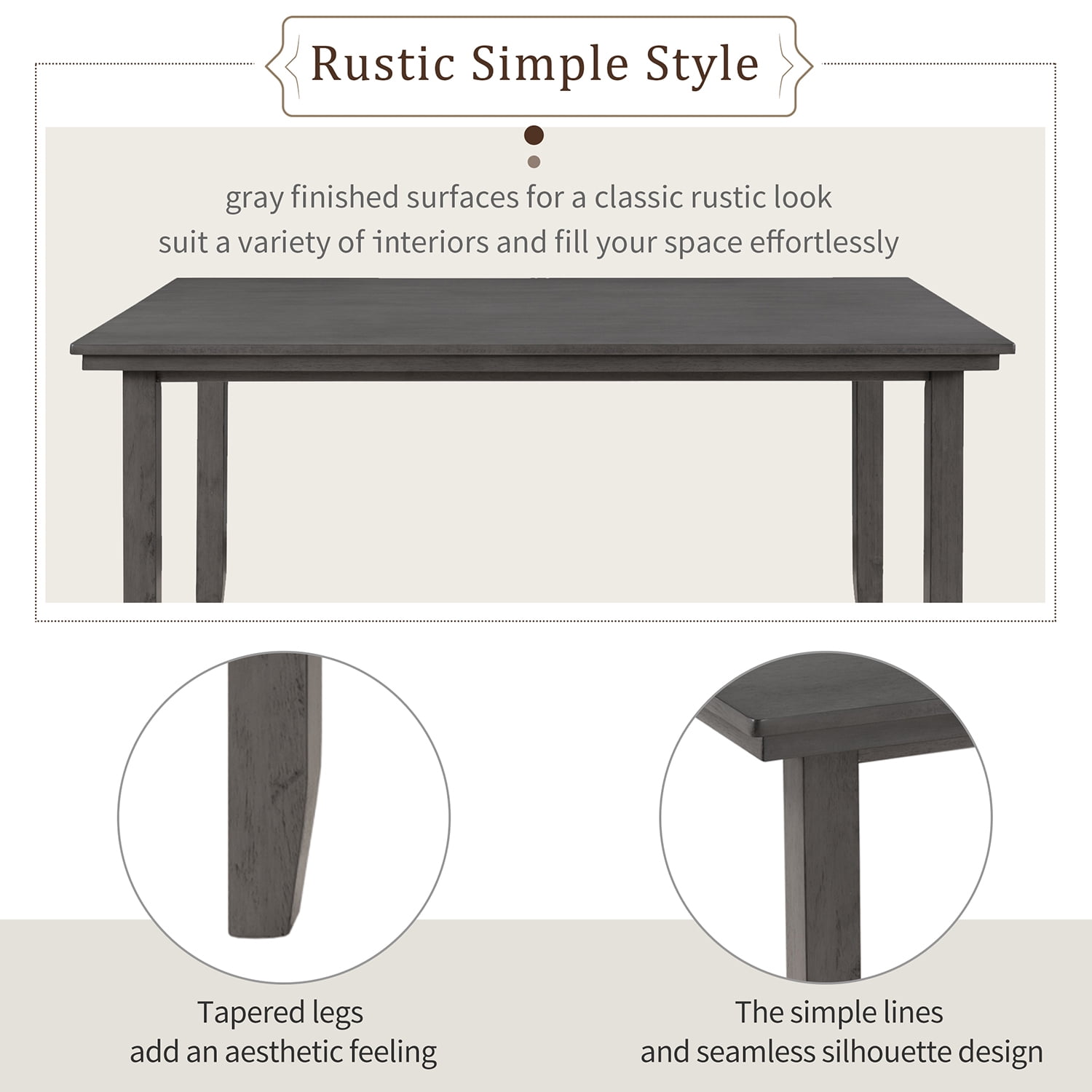 Kadyn Dining Room Set for 6, 6 Piece Dining Set with Table, Chairs and Bench, Kitchen Table Set for Dining Room, Gray Kadyn Dining Room Set for 6, 6 Piece Dining Set with Table, Chairs and Bench, Kitchen Table Set for Dining Room, Gray