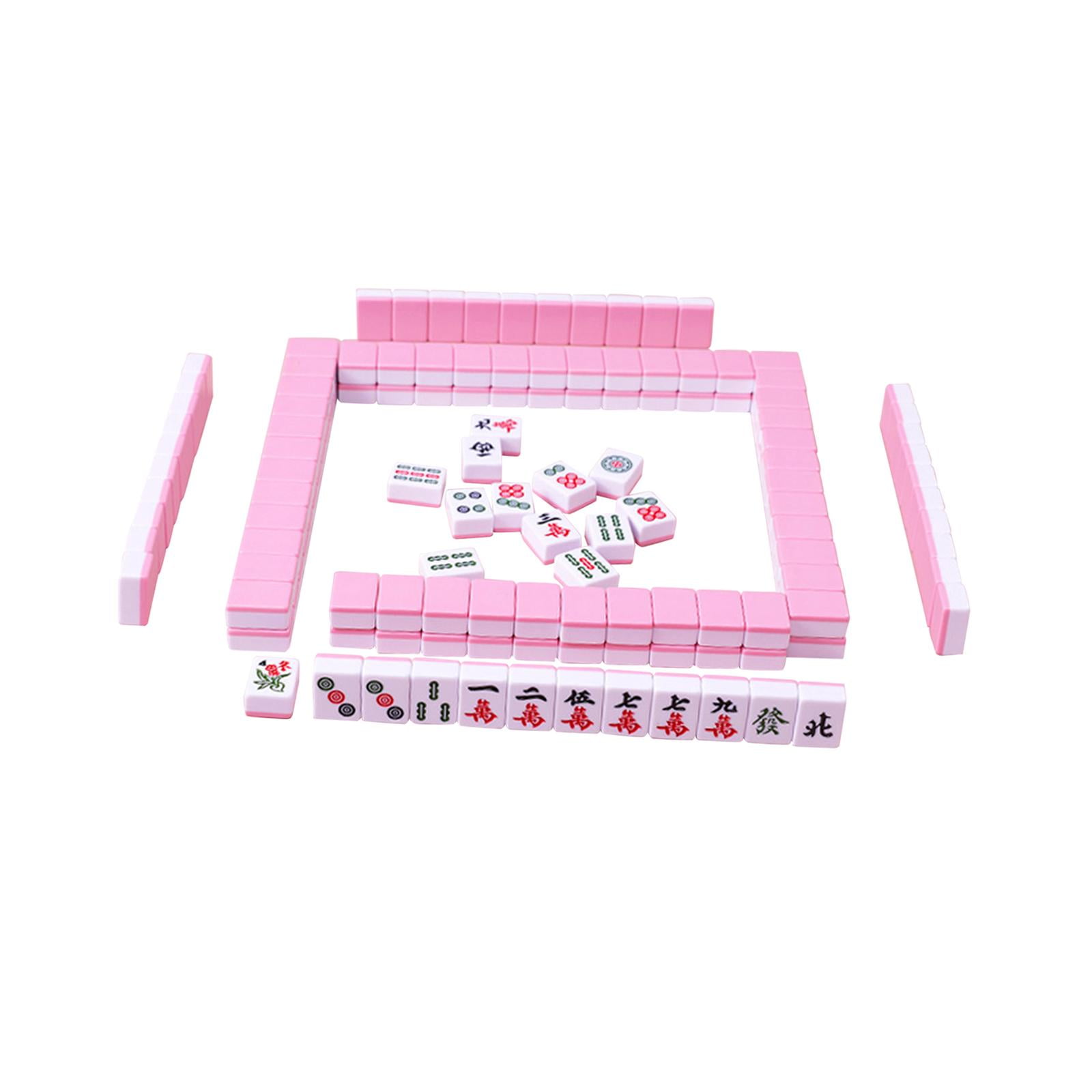 LeeQinersw 144x Chinese Version Game Set Leisure Time Chinese Style Game Mini Mahjong Tiles Pink