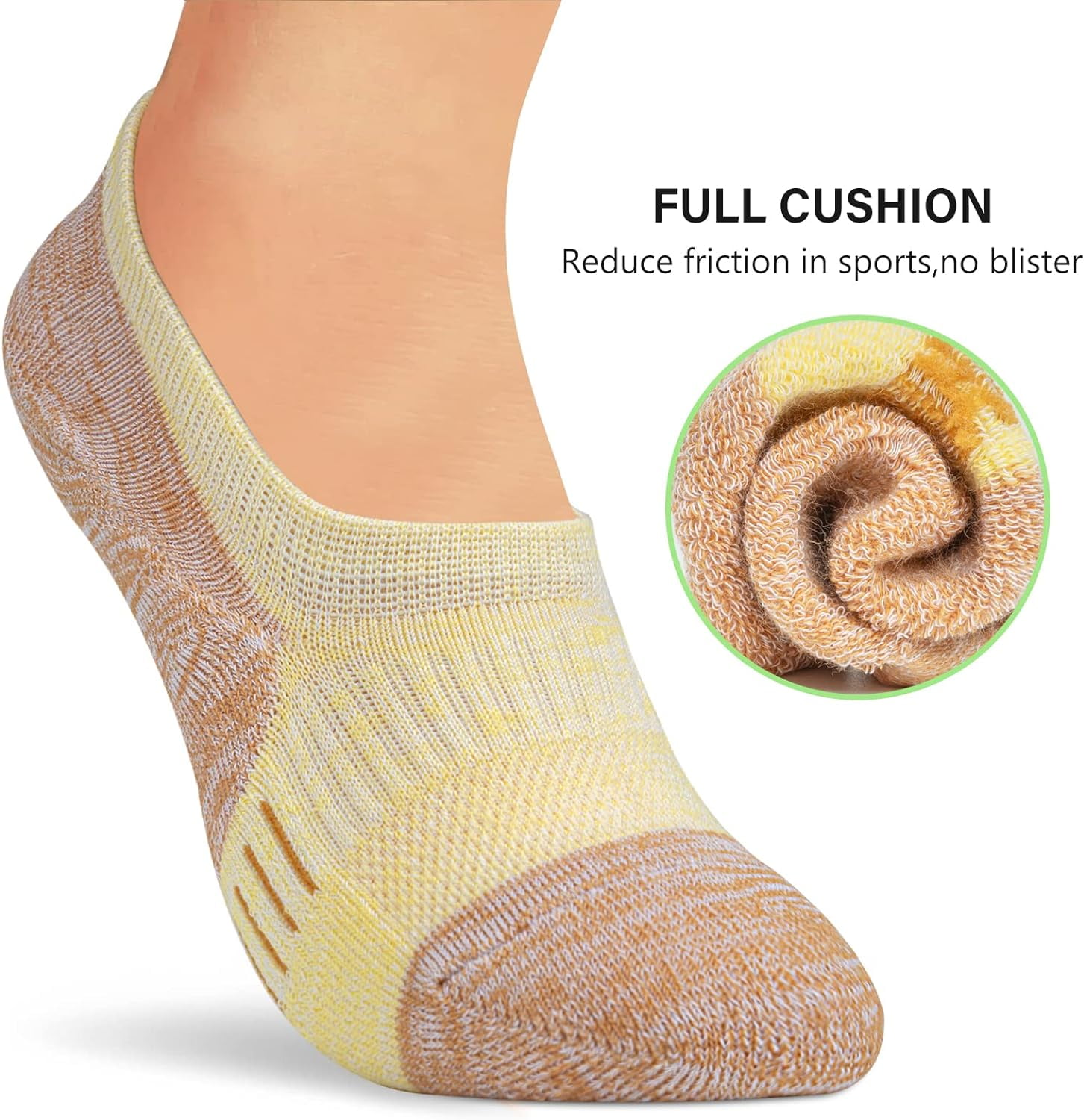 No Show Socks Womens Athletic Cushion Ankle Footies Low Cut Socks 5-6 Pairs
