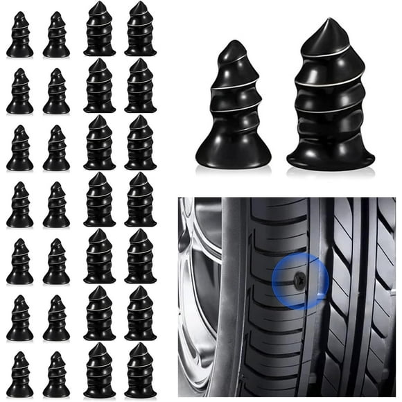 2 sizes of quick vacuum self-service tire repair spikes for motorcycles and trucks 2 sizes of quick vacuum self-service tire repair spikes for cars Waterproof tool for tight fit and perfect seali