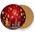 thumbnail image 2 of Christmas Balls Coasters Absorbent Moisture Non-Slip Drink Coaster Ceramic Stone with Cork Base Desktop Protection Prevent Furniture Damage 2PCS Home Decor, 2 of 6
