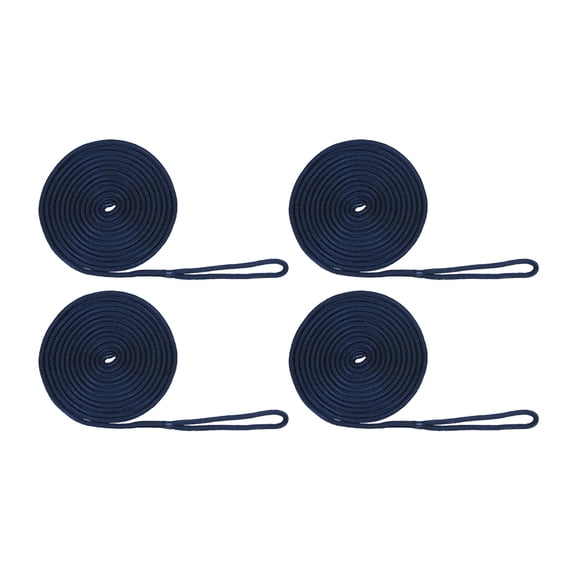 Extreme Max 3006.3013 BoatTector Double Braid Nylon Dock Line Value 4-Pack - 3/8" x 15', Navy