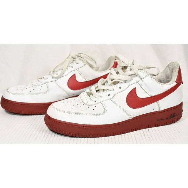 Ni&ke Air Force 1 White Sneakers Athletic Shoes Red Sole Mens Sz 11.5