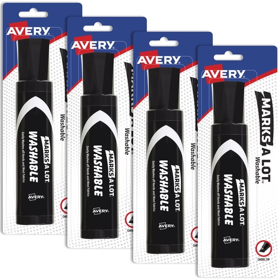 Marks A Lot Jumbo Black Washable Marker, 4 Markers Total (24158)