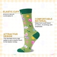 thumbnail image 5 of HIALTODAY Women Easter Socks, Green Bunny Ear Pattern Crew Socks Fun Multi-Color Holiday Gift ，6-9, 5 of 6